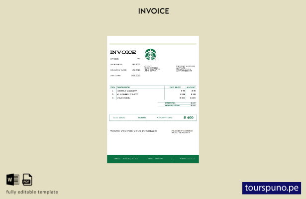 lista para imprimir la plantilla de factura de Starbucks de EE. UU. ()